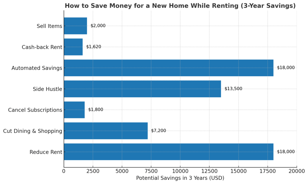 how to save money for a new home while renting